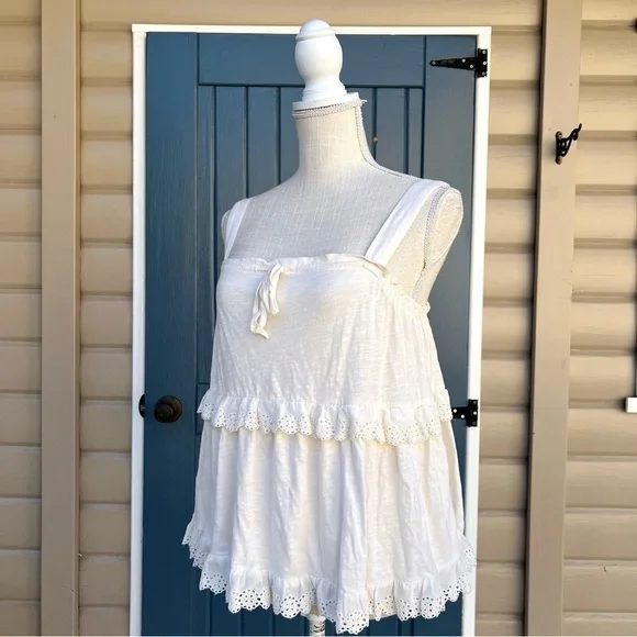 Anthropologie Tiered Eyelet Tank Top Women’s Size XS - Picture 3 of 8